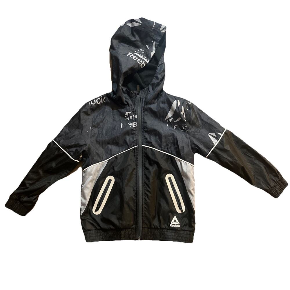Reebok Sports Guard Jacket Black & Gray, Windbreaker, Boys Size 4/5 XS